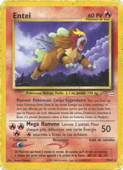Carte Pokémon Entei 017/064, extension Neo Revelation