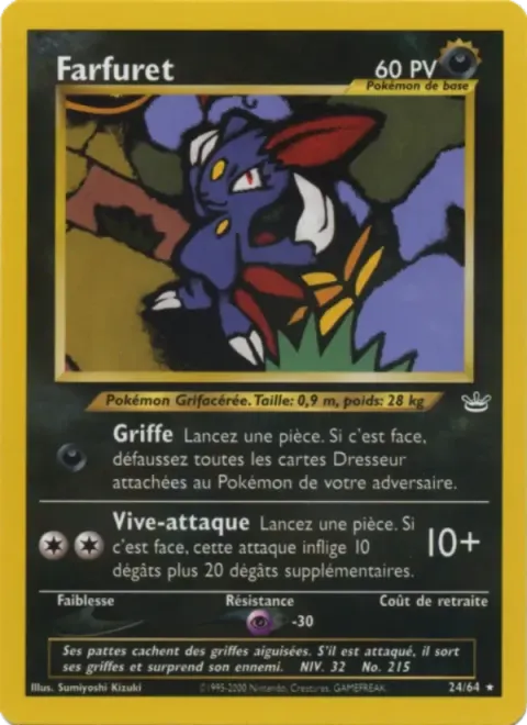 Carte Pokémon Farfuret 024/064, extension Neo Revelation