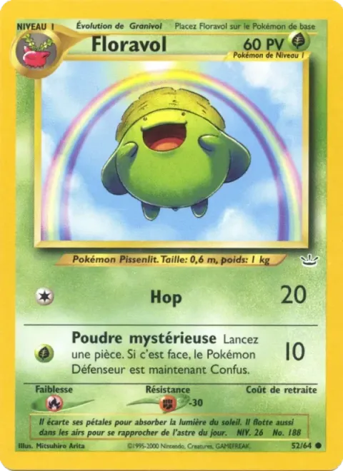 Carte Pokémon Floravol 052/064, extension Neo Revelation
