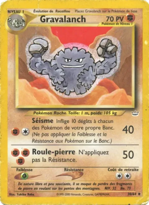 Carte Pokémon Gravalanch 030/064, extension Neo Revelation
