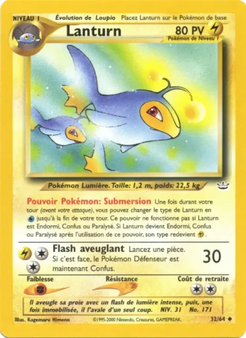 Carte Pokémon Lanturn 032/064, extension Neo Revelation