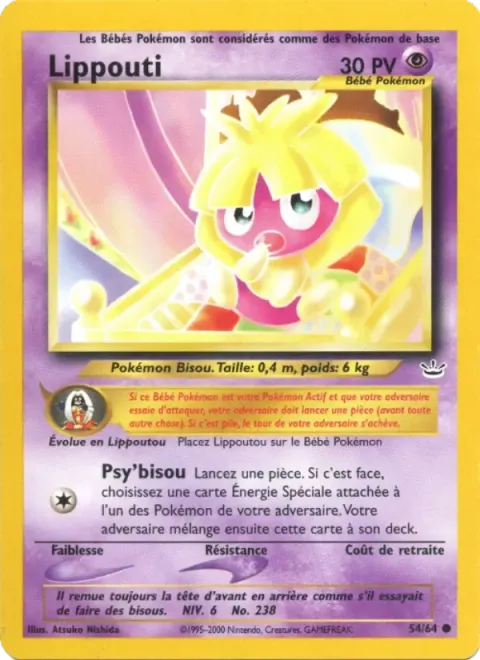 Carte Pokémon Lippouti 054/064, extension Neo Revelation