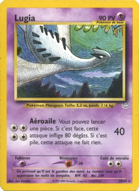 Carte Pokémon Lugia 020/064, extension Neo Revelation