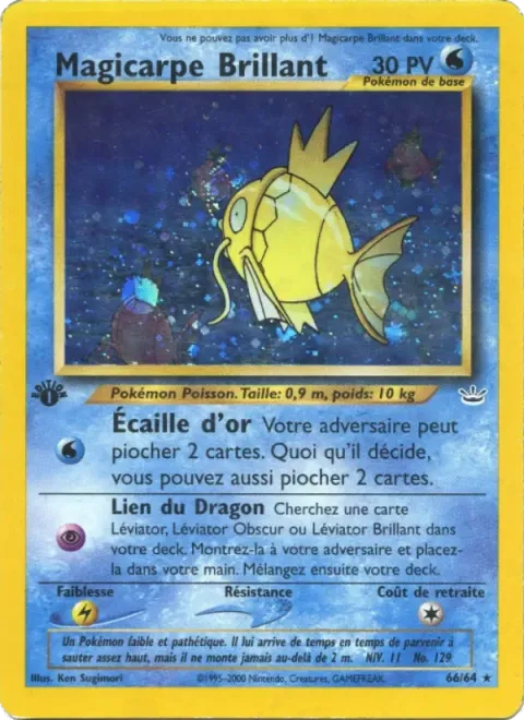 Carte Pokémon Magicarpe Brillant 066/064, extension Neo Revelation