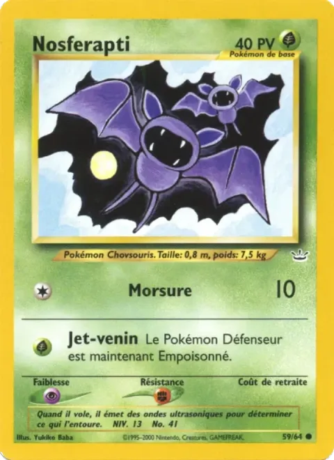 Carte Pokémon Nosferapti 059/064, extension Neo Revelation
