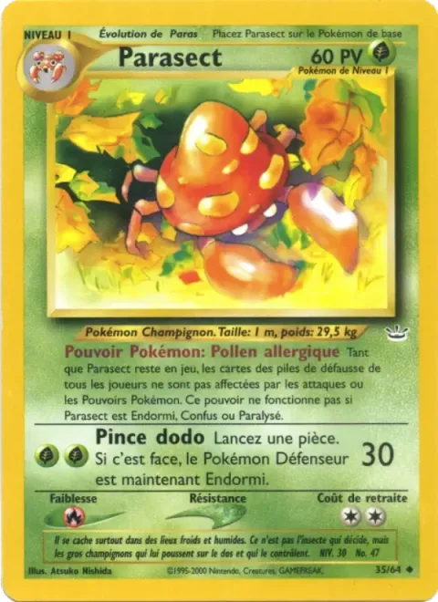 Carte Pokémon Parasect 035/064, extension Neo Revelation