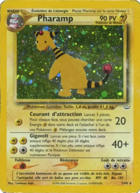 Carte Pokémon Pharamp 001/064, extension Neo Revelation