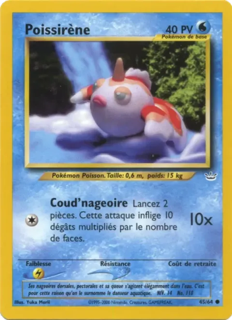 Carte Pokémon Poissirène 045/064, extension Neo Revelation