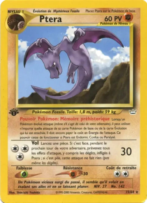 Carte Pokémon Ptéra 015/064, extension Neo Revelation