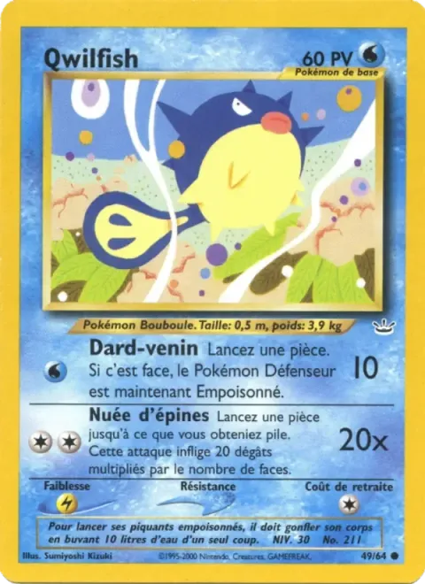 Carte Pokémon Qwilfish 049/064, extension Neo Revelation