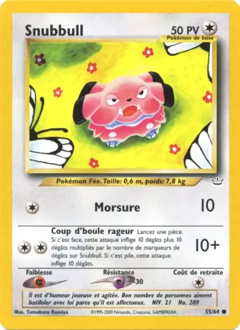 Carte Pokémon Snubbull 055/064, extension Neo Revelation