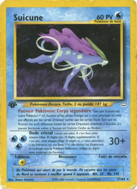 Carte Pokémon Suicune 027/064, extension Neo Revelation