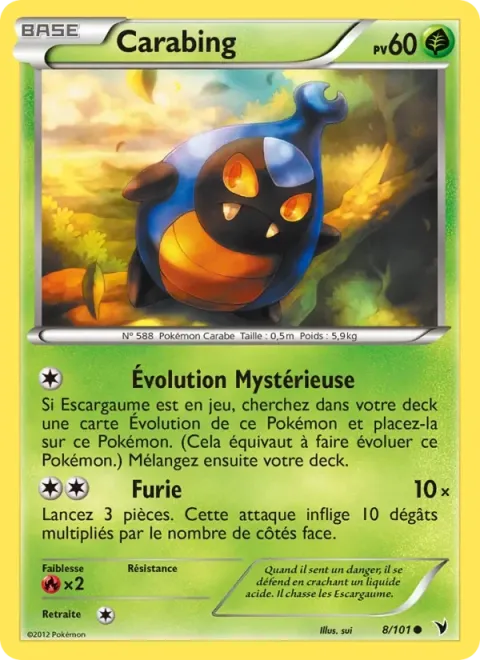 Carte Pokémon Carabing 008/101, extension Nobles Victoires
