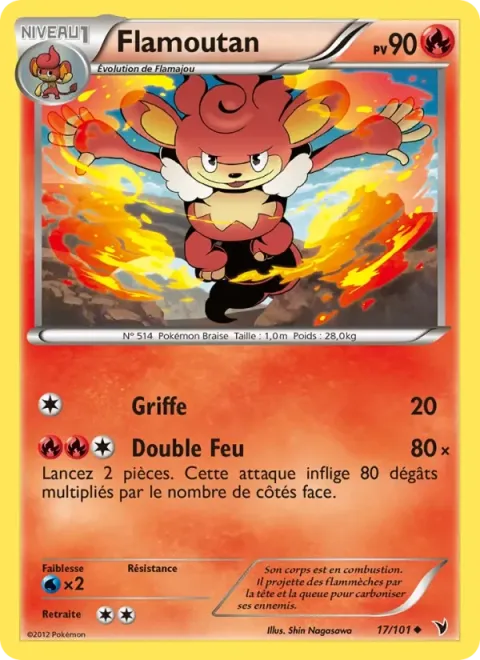 Carte Pokémon Flamoutan 017/101, extension Nobles Victoires