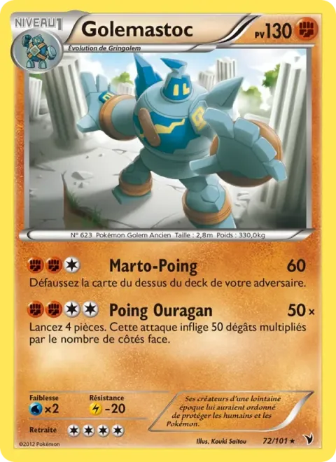 Carte Pokémon Golemastoc 072/101, extension Nobles Victoires