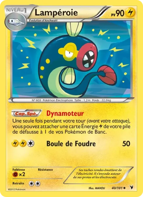 Carte Pokémon Lampéroie 040/101, extension Nobles Victoires