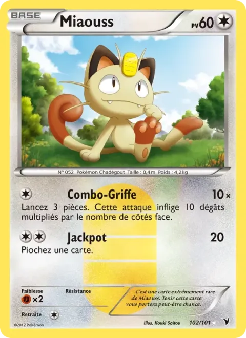 Carte Pokémon Miaouss 102/101, extension Nobles Victoires