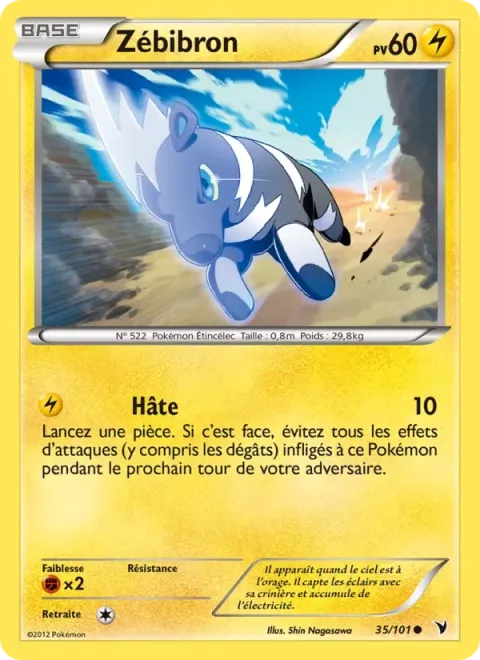 Carte Pokémon Zébibron 035/101, extension Nobles Victoires
