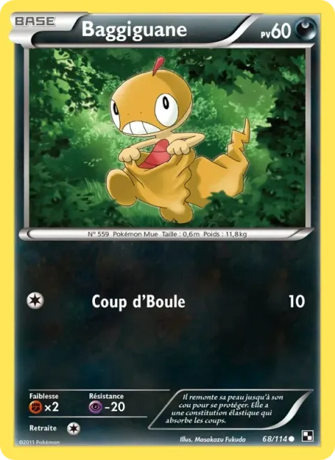 Carte Pokémon Baggiguane 068/114, extension Noir & Blanc