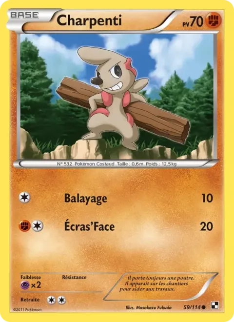 Carte Pokémon Charpenti 059/114, extension Noir & Blanc