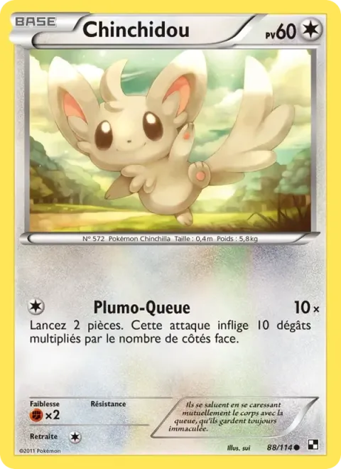 Carte Pokémon Chinchidou 088/114, extension Noir & Blanc