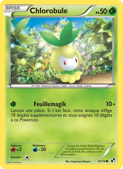 Carte Pokémon Chlorobule 009/114, extension Noir & Blanc
