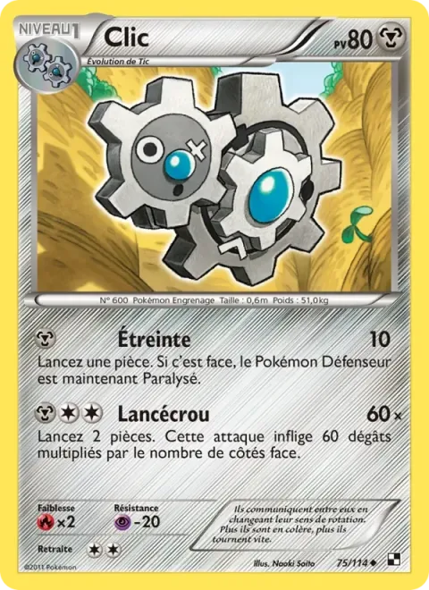 Carte Pokémon Clic 075/114, extension Noir & Blanc