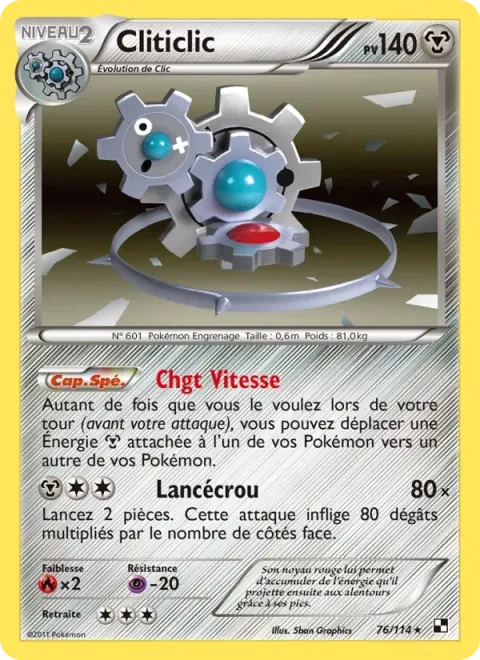 Carte Pokémon Cliticlic 076/114, extension Noir & Blanc