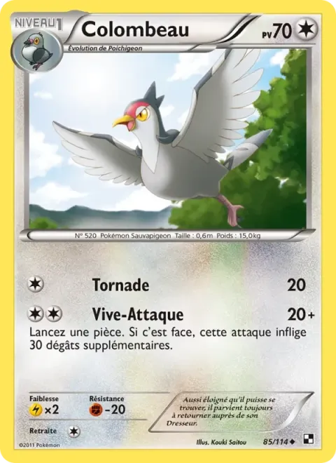 Carte Pokémon Colombeau 085/114, extension Noir & Blanc