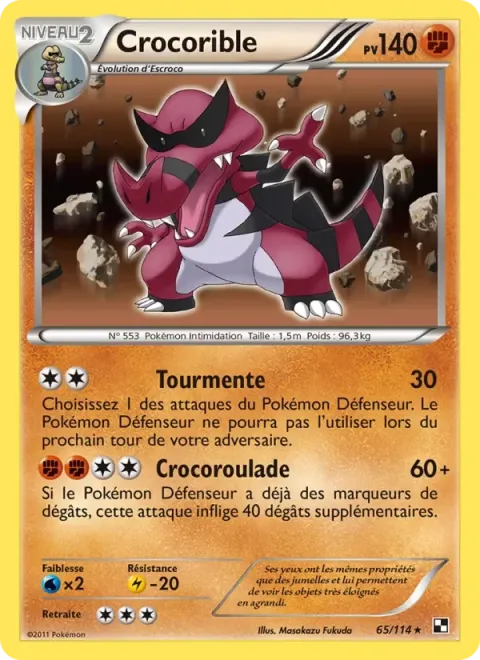 Carte Pokémon Crocorible 065/114, extension Noir & Blanc