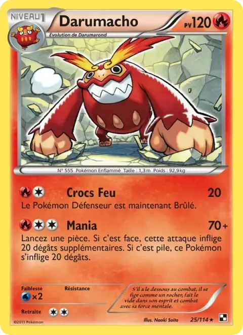 Carte Pokémon Darumacho 025/114, extension Noir & Blanc