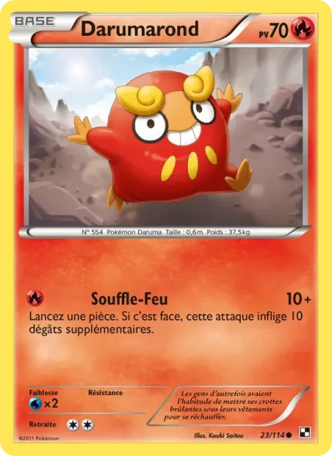 Carte Pokémon Darumarond 023/114, extension Noir & Blanc