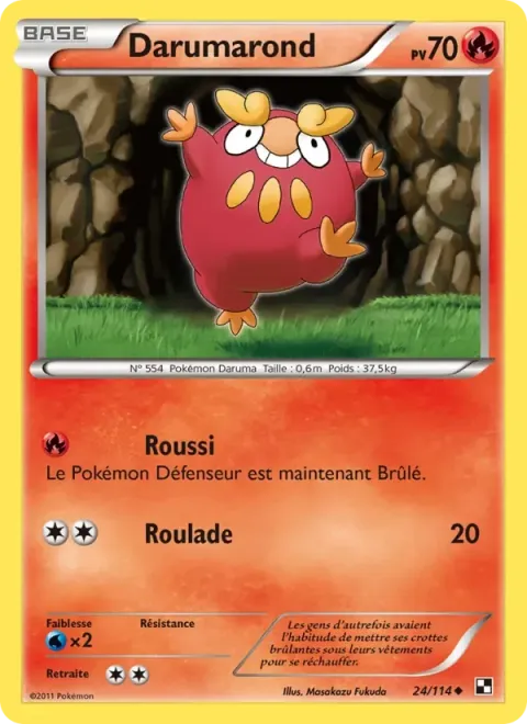 Carte Pokémon Darumarond 024/114, extension Noir & Blanc