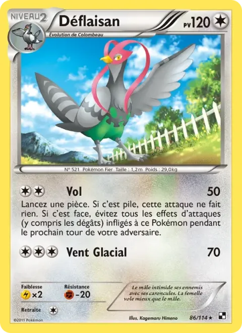 Carte Pokémon Déflaisan 086/114, extension Noir & Blanc