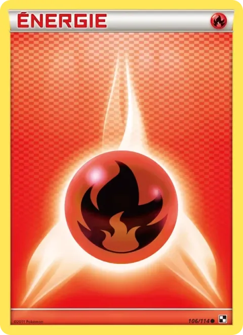 Carte Pokémon Énergie Feu 106/114, extension Noir & Blanc