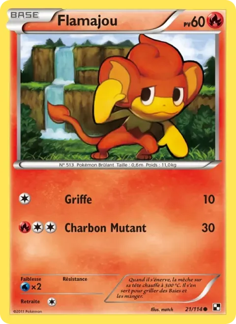 Carte Pokémon Flamajou 021/114, extension Noir & Blanc