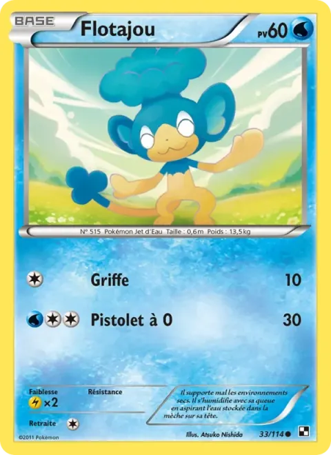 Carte Pokémon Flotajou 033/114, extension Noir & Blanc