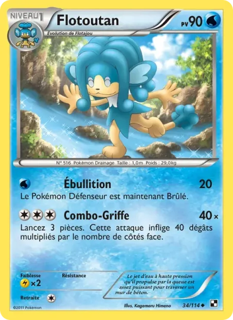 Carte Pokémon Flotoutan 034/114, extension Noir & Blanc