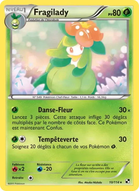 Carte Pokémon Fragilady 010/114, extension Noir & Blanc