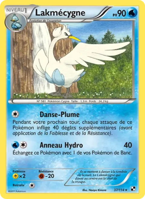 Carte Pokémon Lakmécygne 037/114, extension Noir & Blanc
