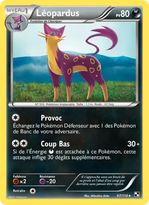 Carte Pokémon Léopardus 067/114, extension Noir & Blanc