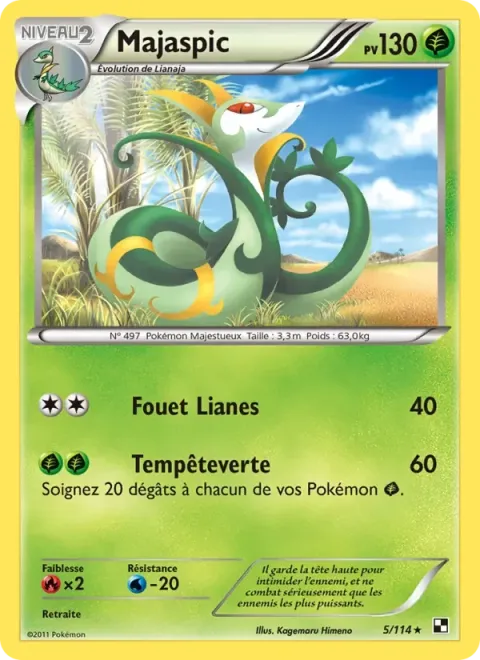 Carte Pokémon Majaspic 005/114, extension Noir & Blanc