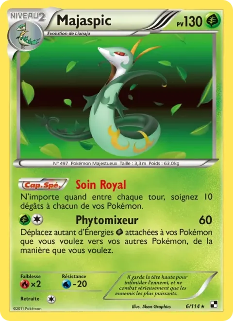 Carte Pokémon Majaspic 006/114, extension Noir & Blanc