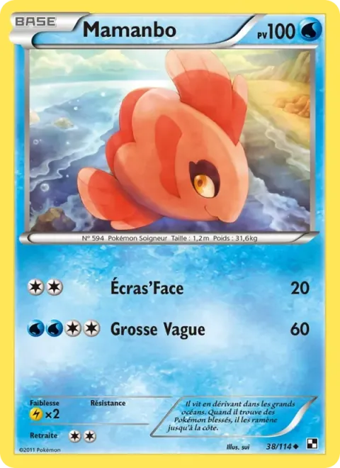 Carte Pokémon Mamanbo 038/114, extension Noir & Blanc