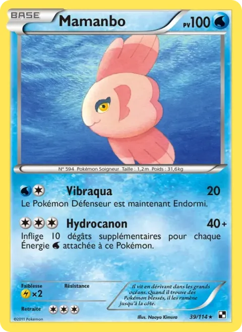 Carte Pokémon Mamanbo 039/114, extension Noir & Blanc