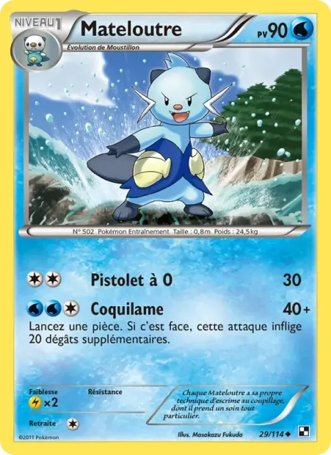 Carte Pokémon Mateloutre 029/114, extension Noir & Blanc