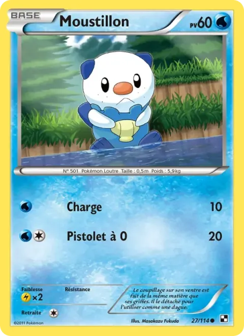 Carte Pokémon Moustillon 027/114, extension Noir & Blanc