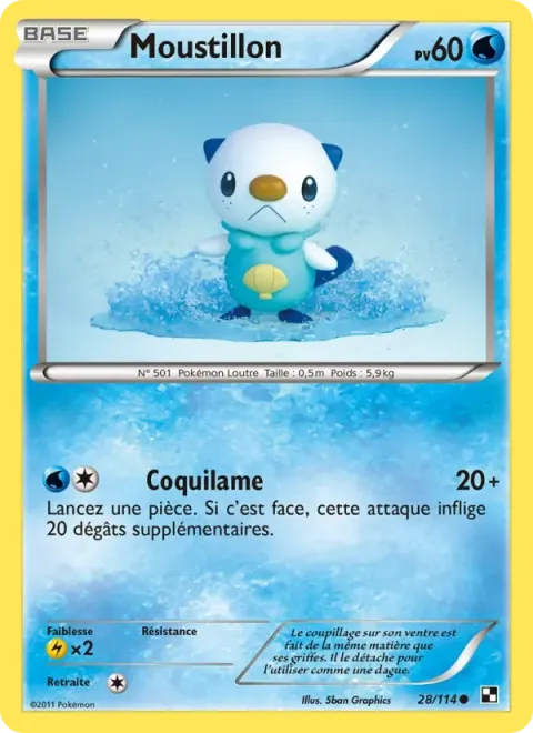 Carte Pokémon Moustillon 028/114, extension Noir & Blanc