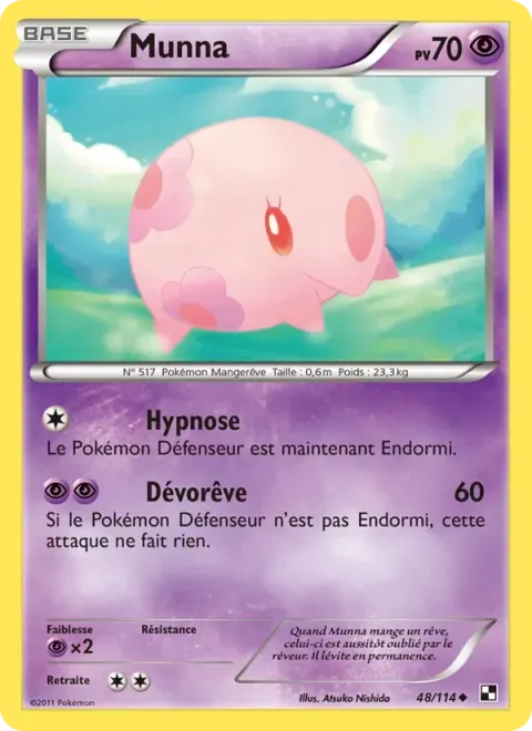 Carte Pokémon Munna 048/114, extension Noir & Blanc