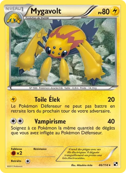 Carte Pokémon Mygavolt 046/114, extension Noir & Blanc